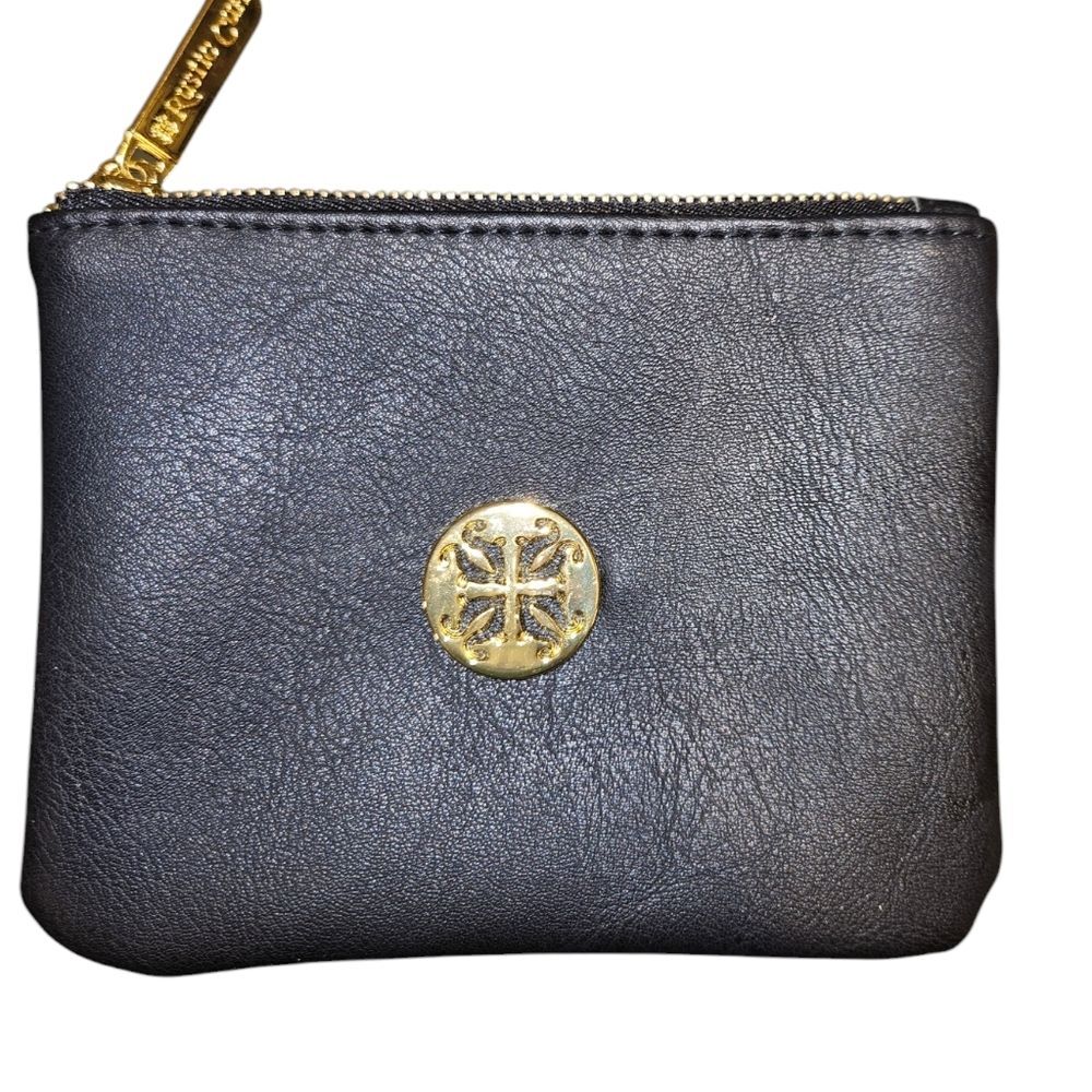 Rustic Cuff Black Faux Leather Zip-Up Coin Purse/ Wallet